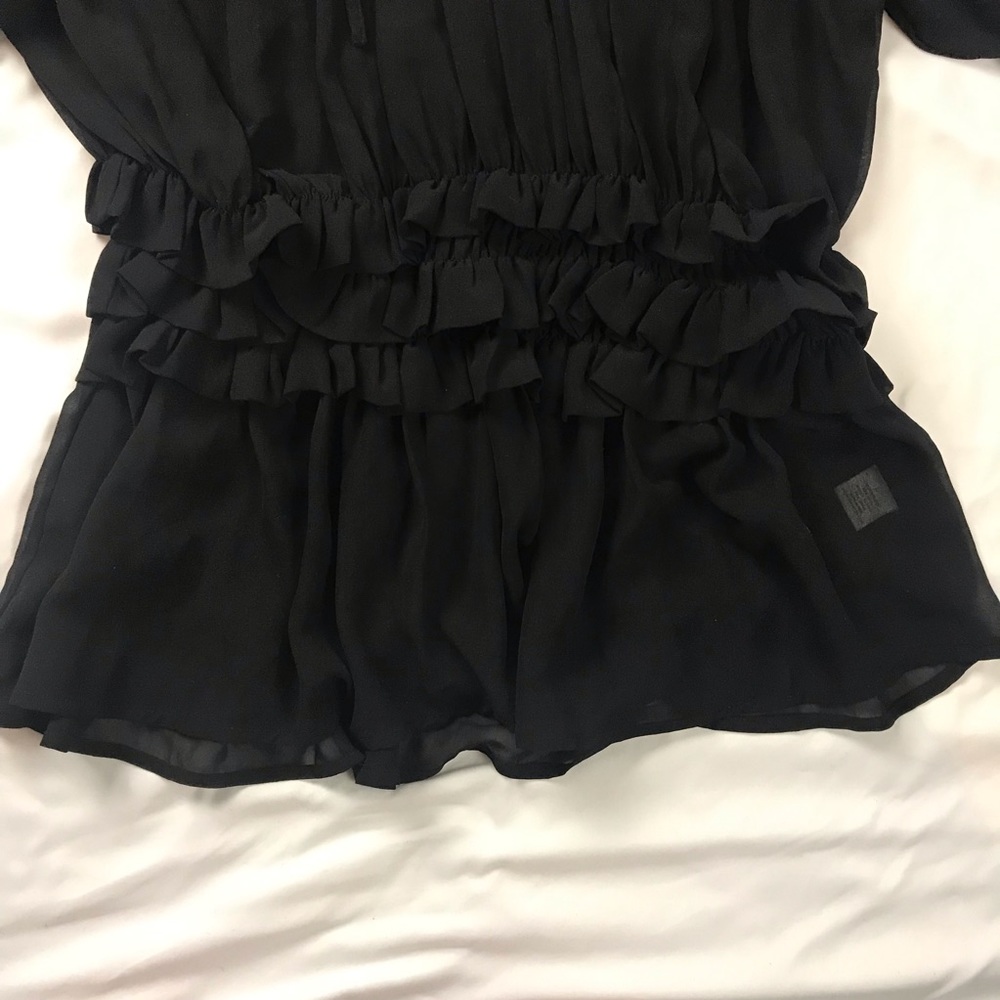 Black Sheer Ruffle Top Size Large - Picture 4 of 7